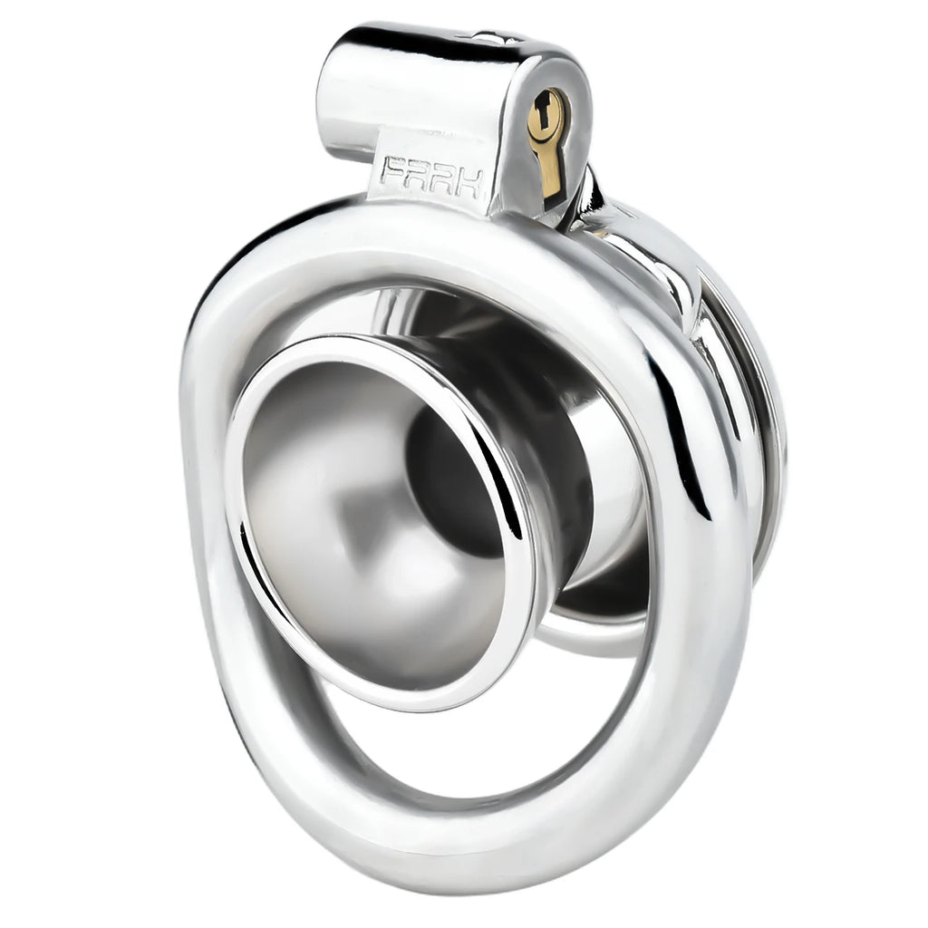 Cage de chastete negative champignon en metal avec ceinture 