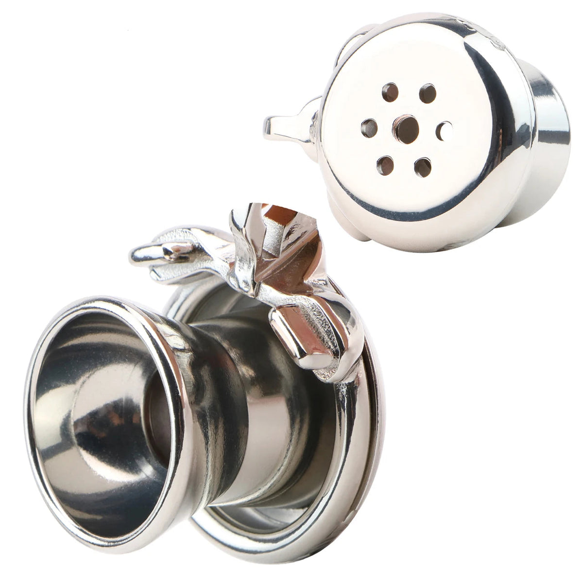 Cage de chastete negative champignon en metal avec ceinture 