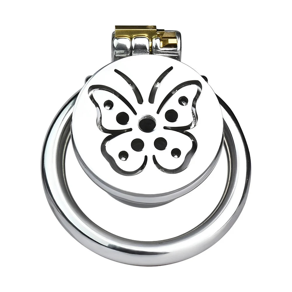 Cage de chastete negative en metal motif papillon