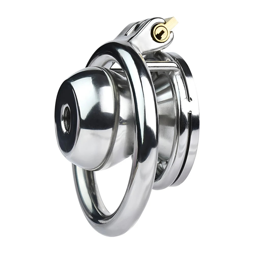 Cage de chastete negative en metal motif papillon avec plug d'uretre amovible