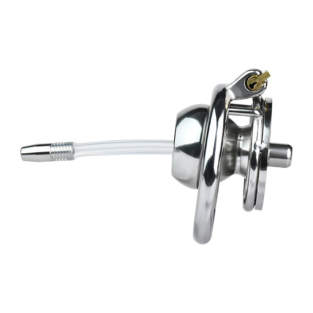 Cage de chastete negative en metal motif papillon avec plug d'uretre amovible