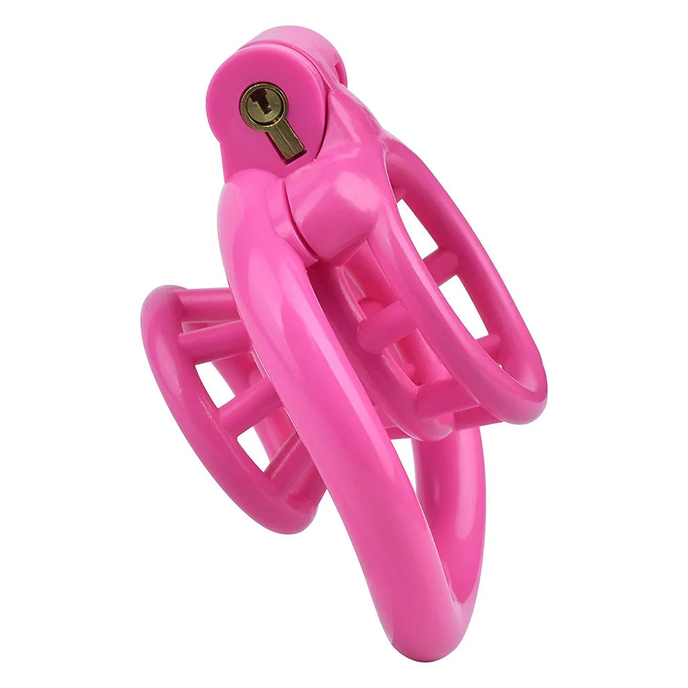 Cage de chastete negative en plastique rose
