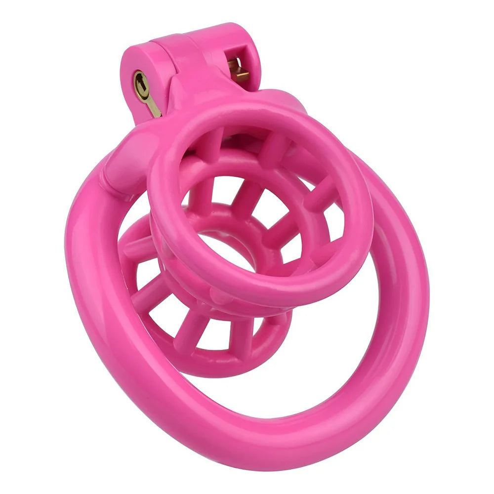 Cage de chastete negative en plastique rose