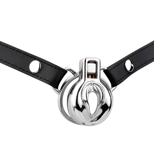 Cage de chastete sissy en metal avec ceinture amovible