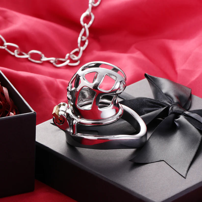 Petite cage de chasteté royale avec fleur de lys en métal