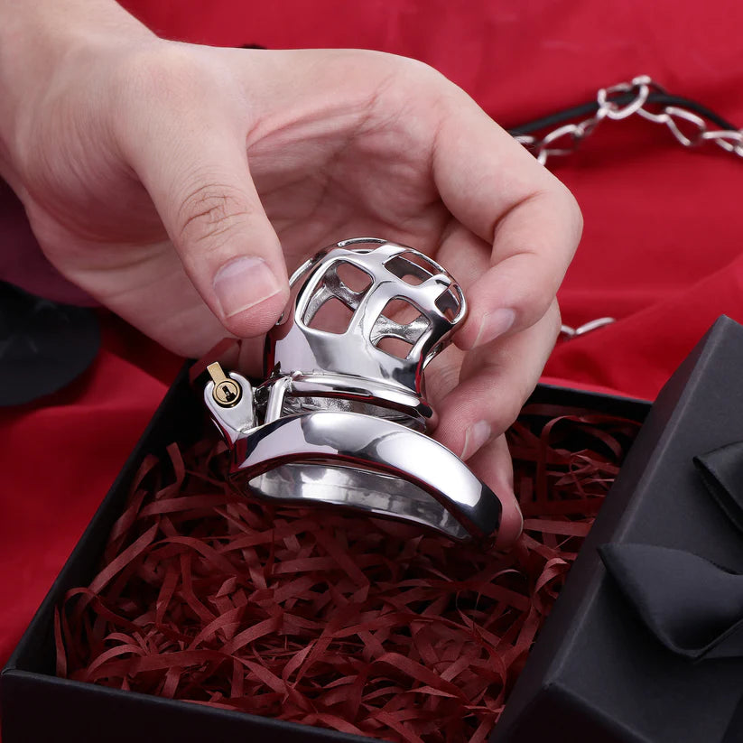 Kleine königliche Peniskäfig mit Fleur-de-Lis aus Metall