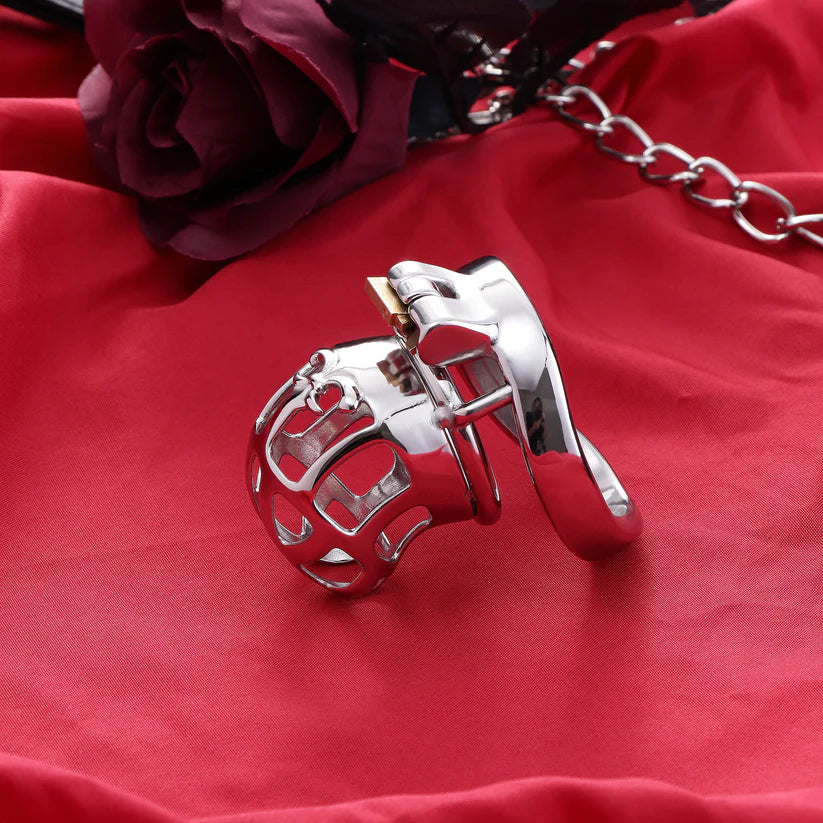 Kleine königliche Peniskäfig mit Fleur-de-Lis aus Metall