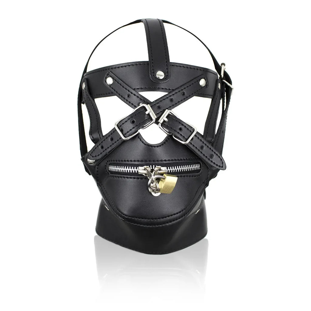 Cagoule BDSM Fermeture Cadenas Bouche 