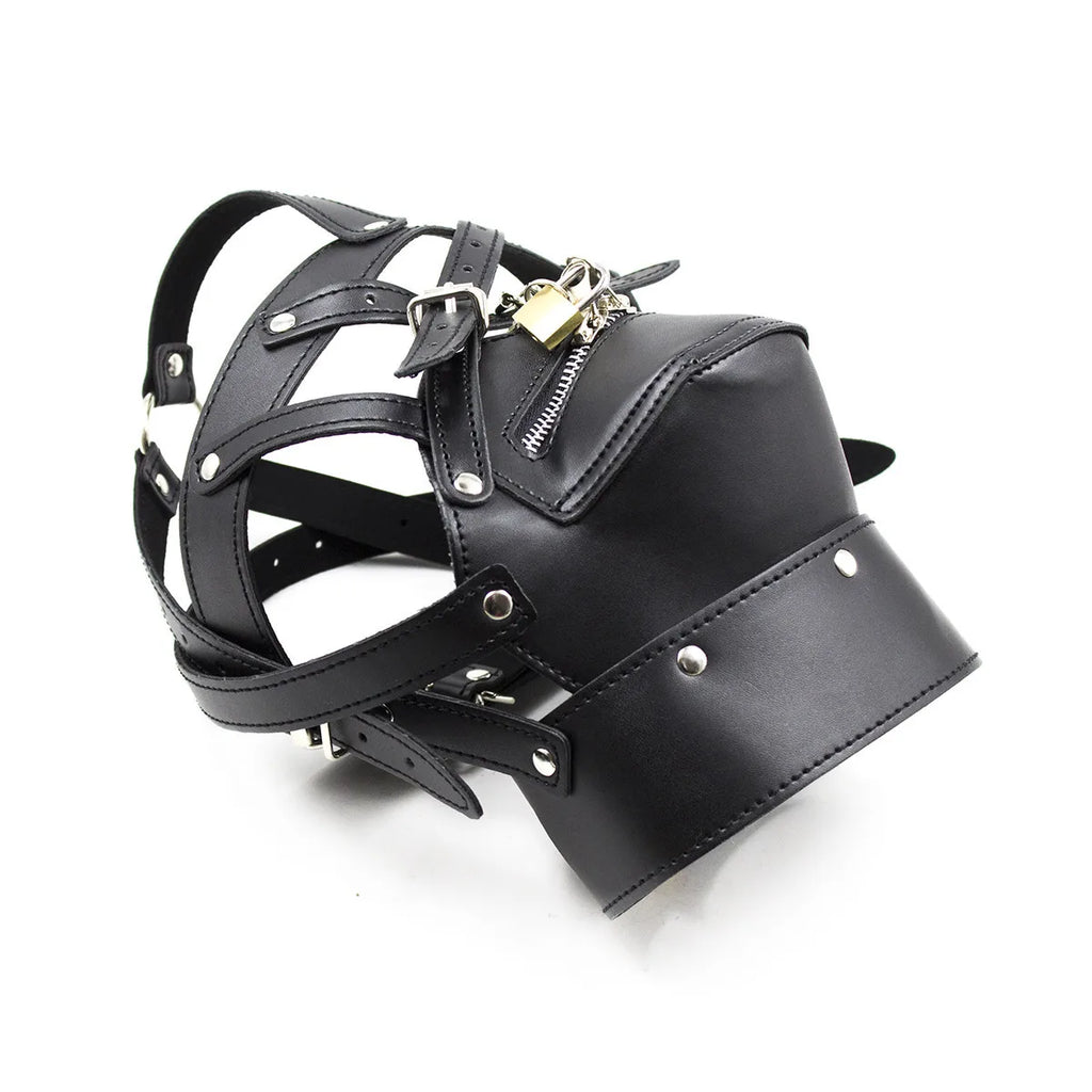 Cagoule BDSM Fermeture Cadenas Bouche 