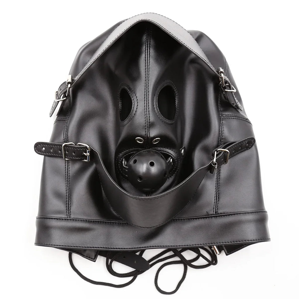 Cagoule BDSM Integrale avec Gag Ball et Masque 