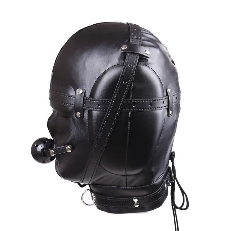 Cagoule BDSM Integrale avec Masque et Baillon 