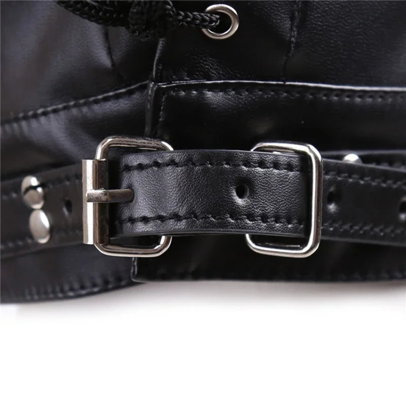 BDSM Hood PU Leather with Mouth and Eye Openings