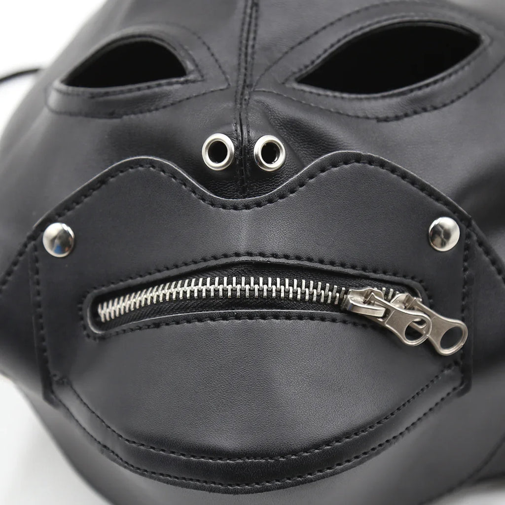 Cagoule BDSM fermeture zip bouche 2