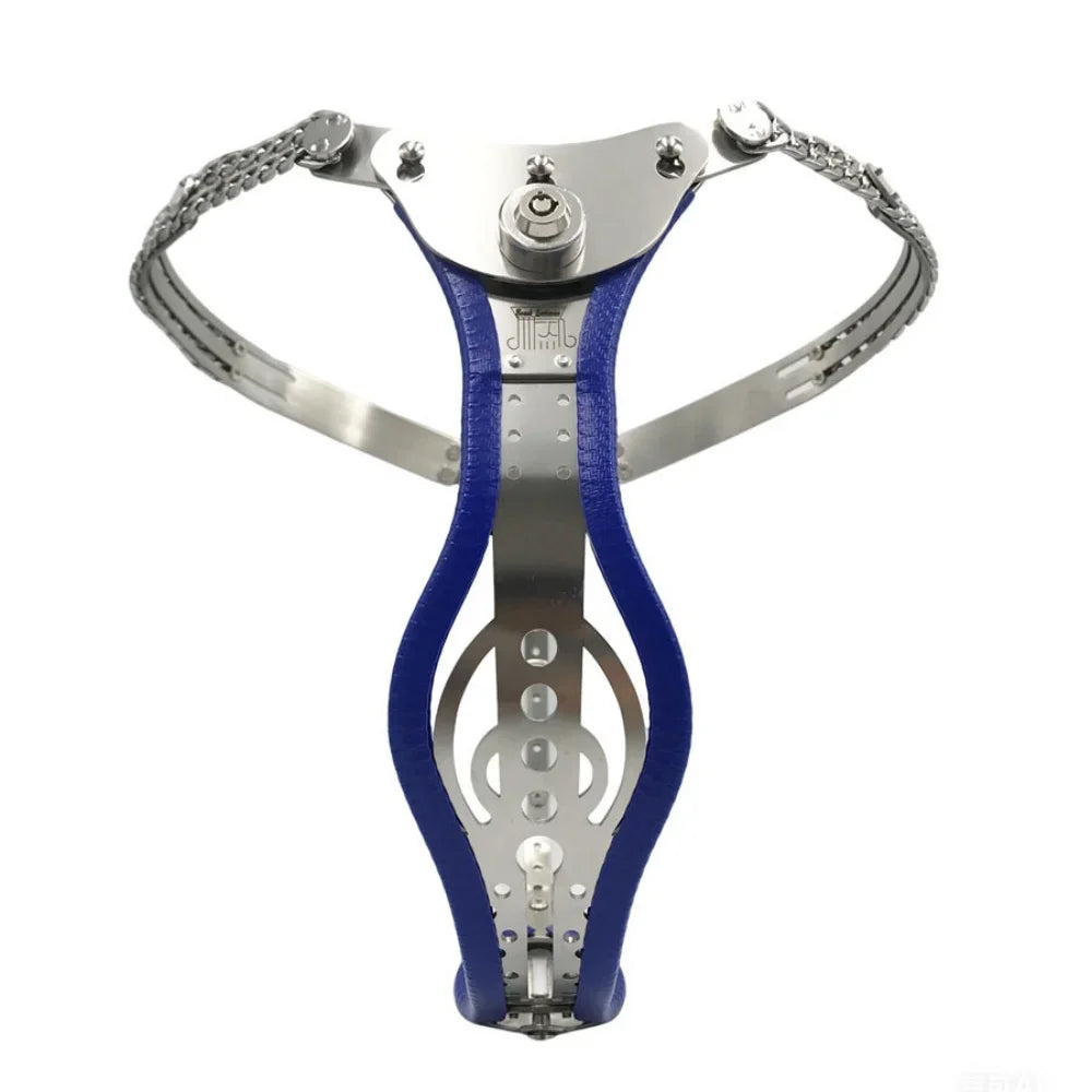 Ceinture de chastete Metal brut pour femme bleu