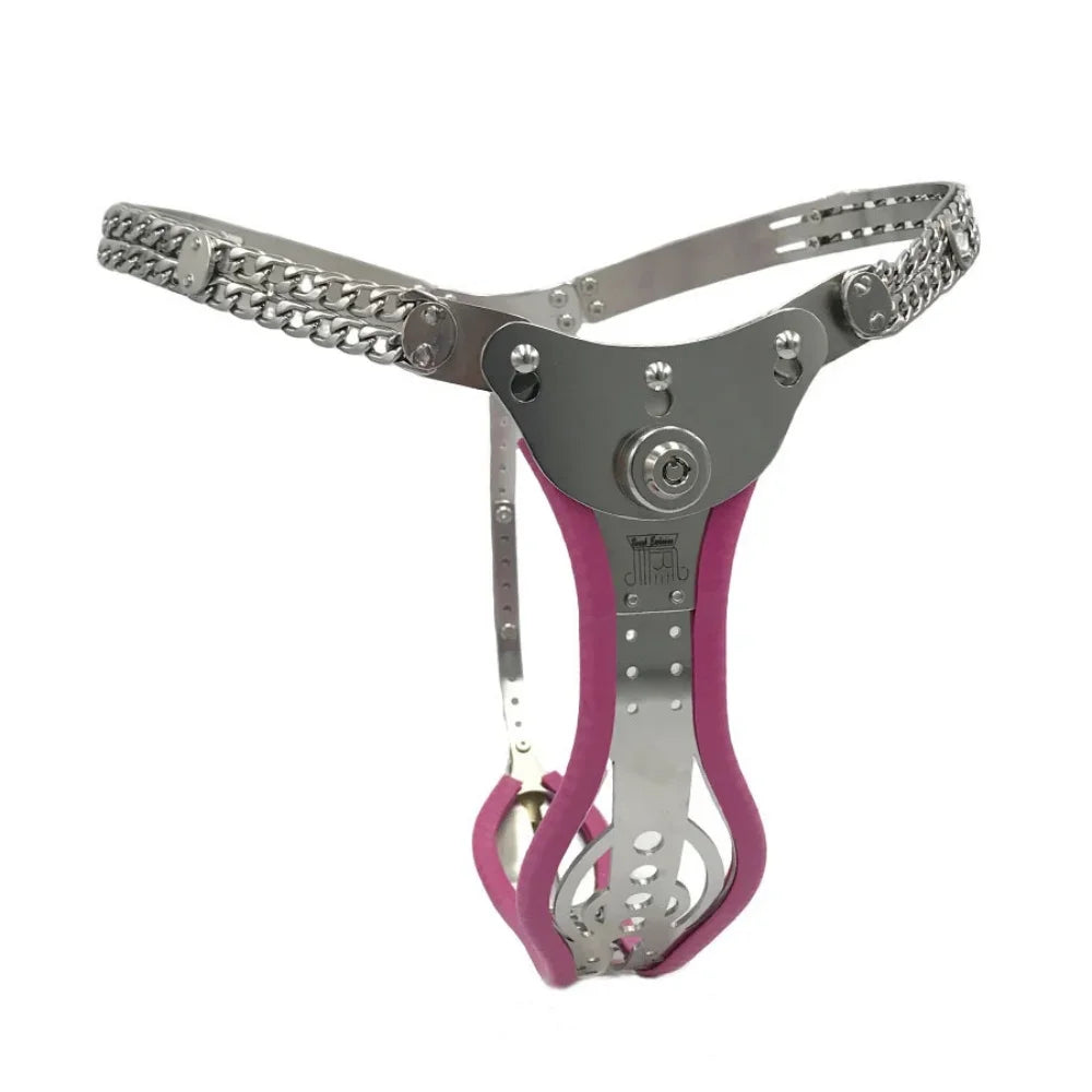Ceinture de chastete Metal brut pour femme rose