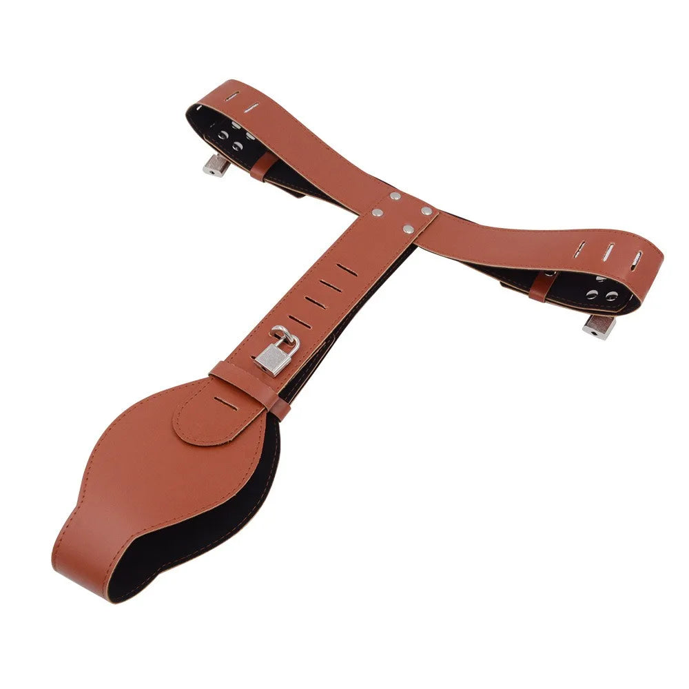 Ceinture de chastete coloree en cuir PU marron