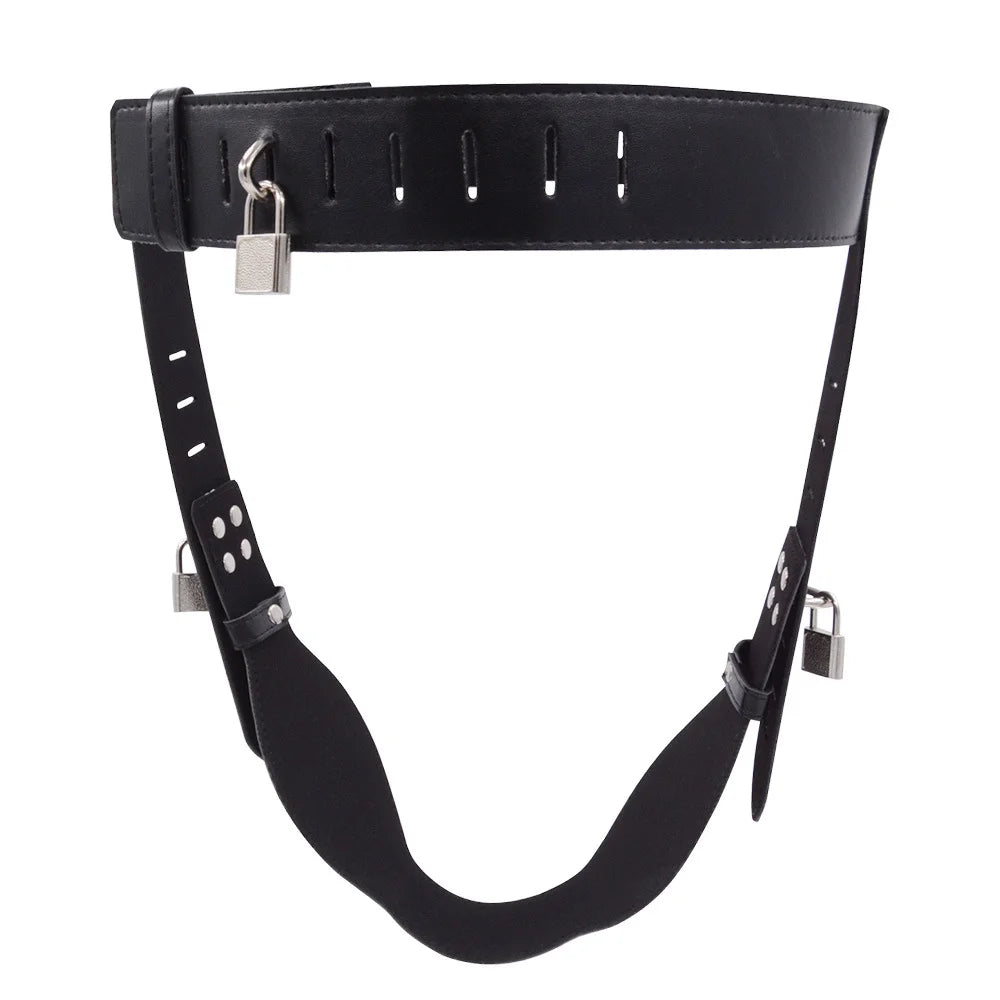 Ceinture de chastete coloree en cuir PU noir 1