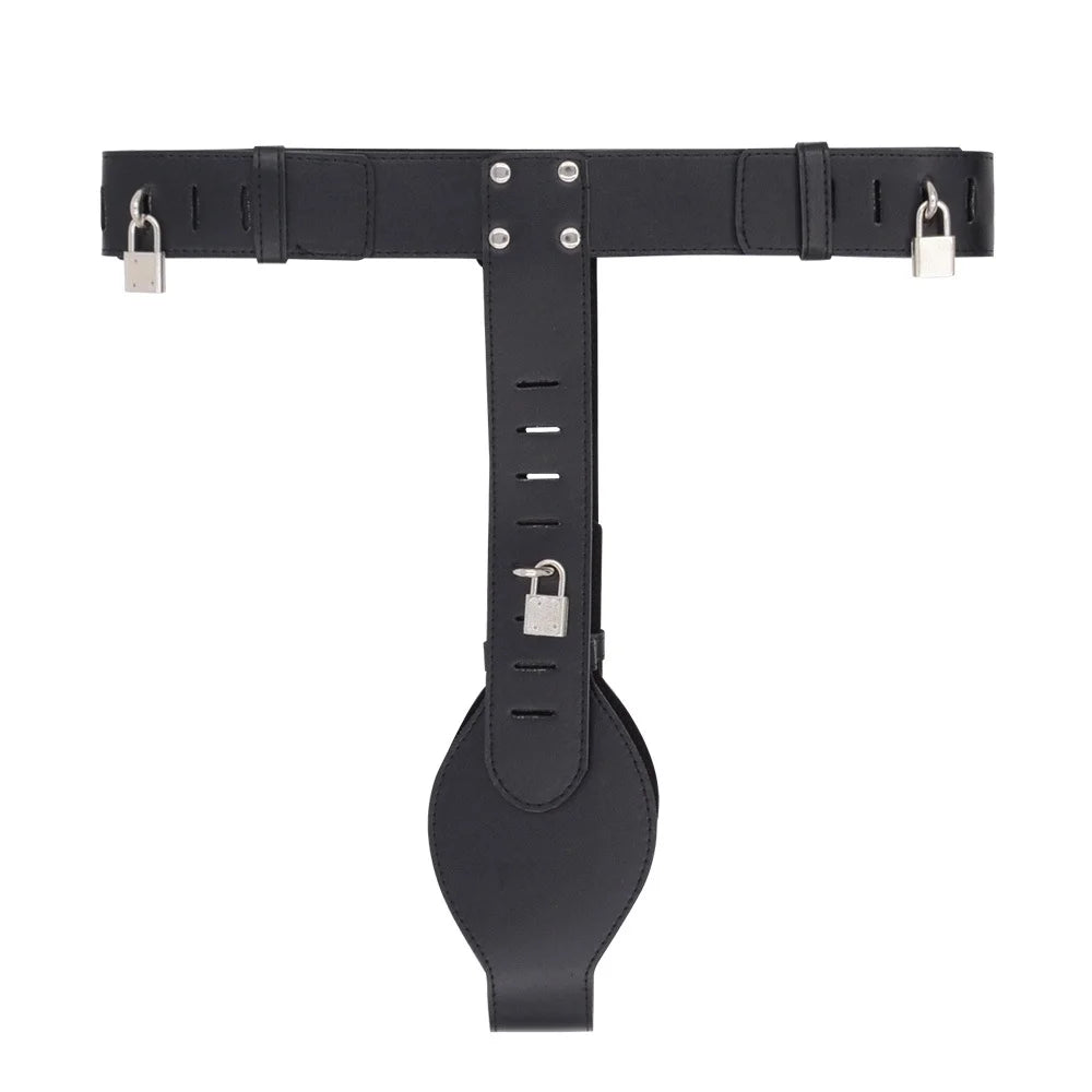 Ceinture de chastete coloree en cuir PU noir 3 