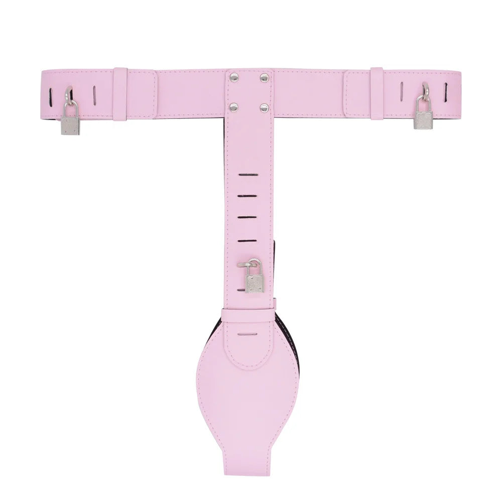 Ceinture de chastete coloree en cuir PU rose