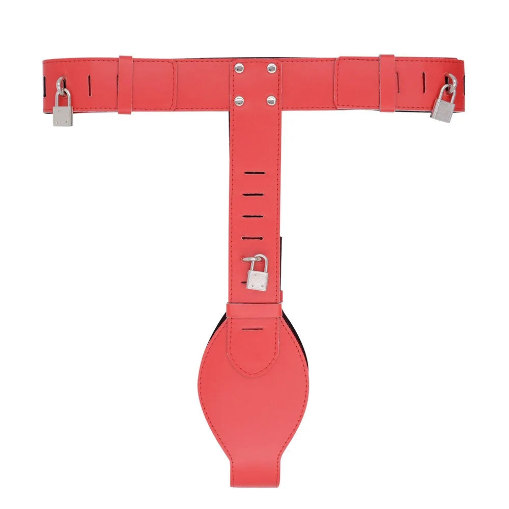 Ceinture de chastete coloree en cuir PU rouge