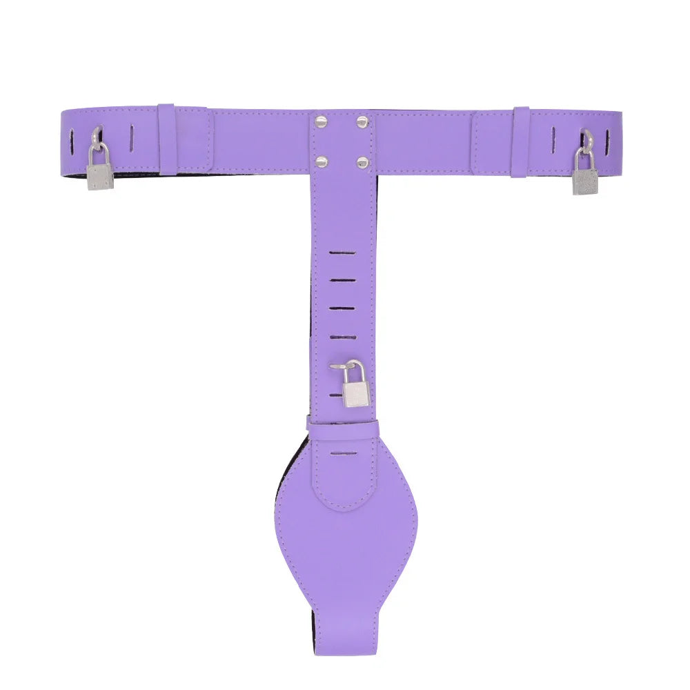 Ceinture de chastete coloree en cuir PU violet