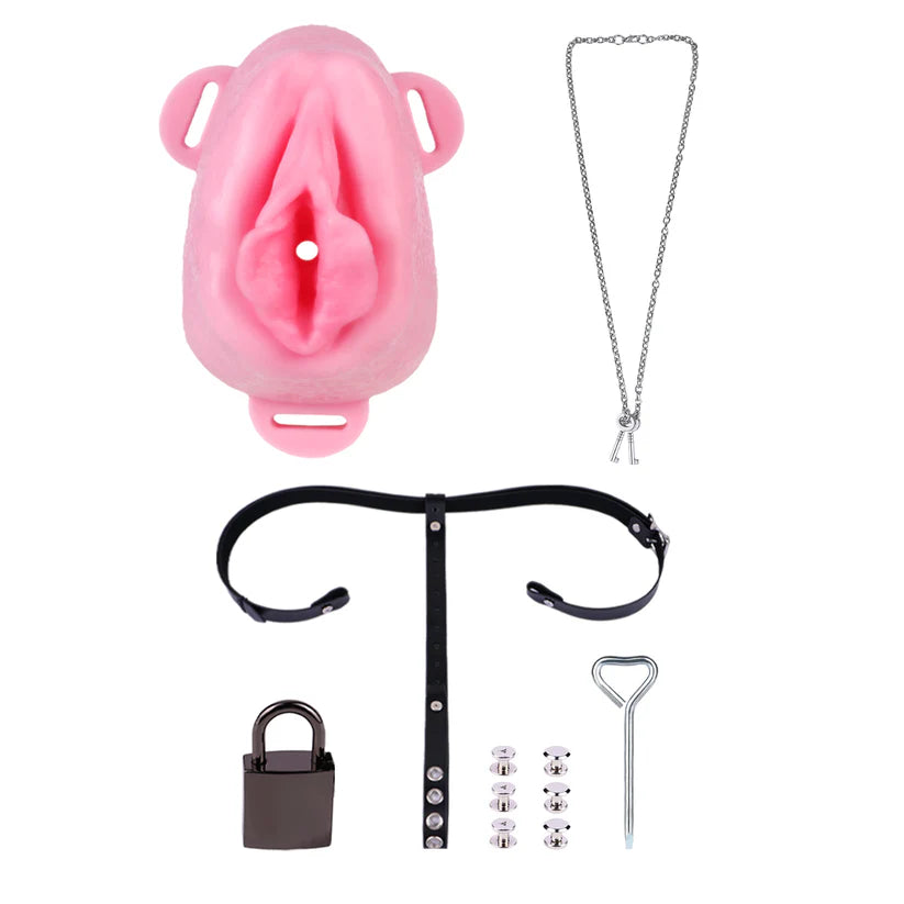 Ceinture de chasteté vagin grandes lèvres en silicone souple