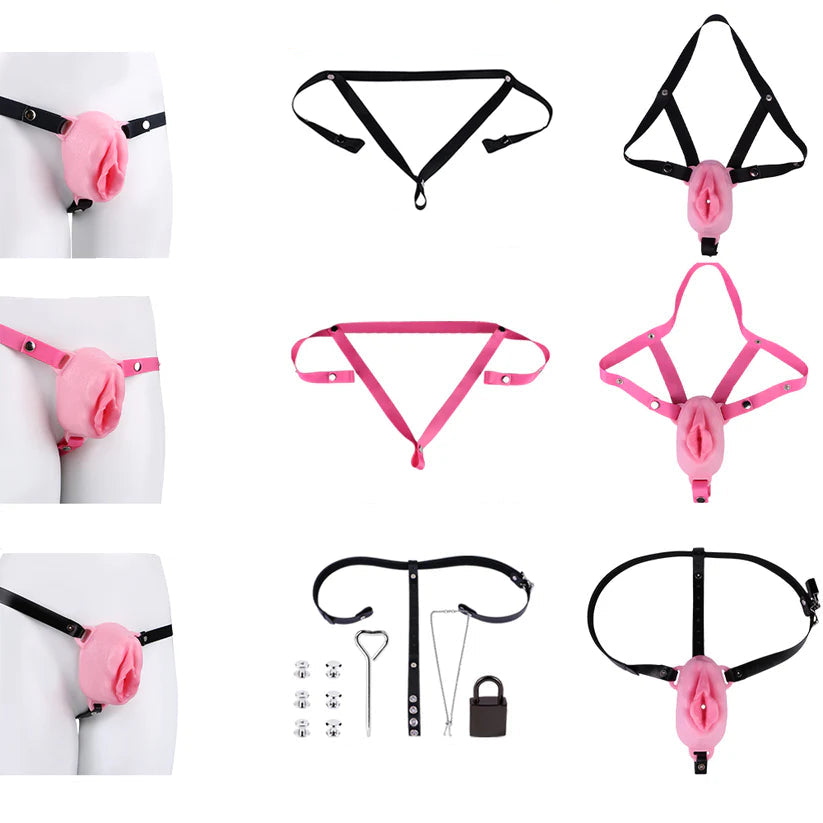 Ceinture de chasteté vagin grandes lèvres en silicone souple