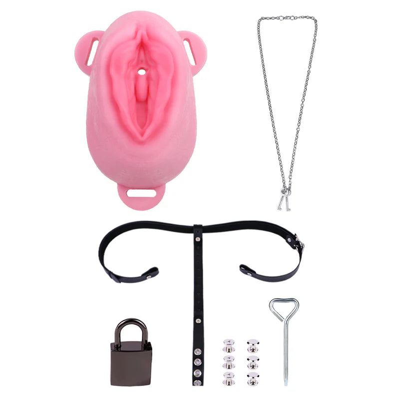 Ceinture de chasteté vagin grandes lèvres ouvertes en silicone souple