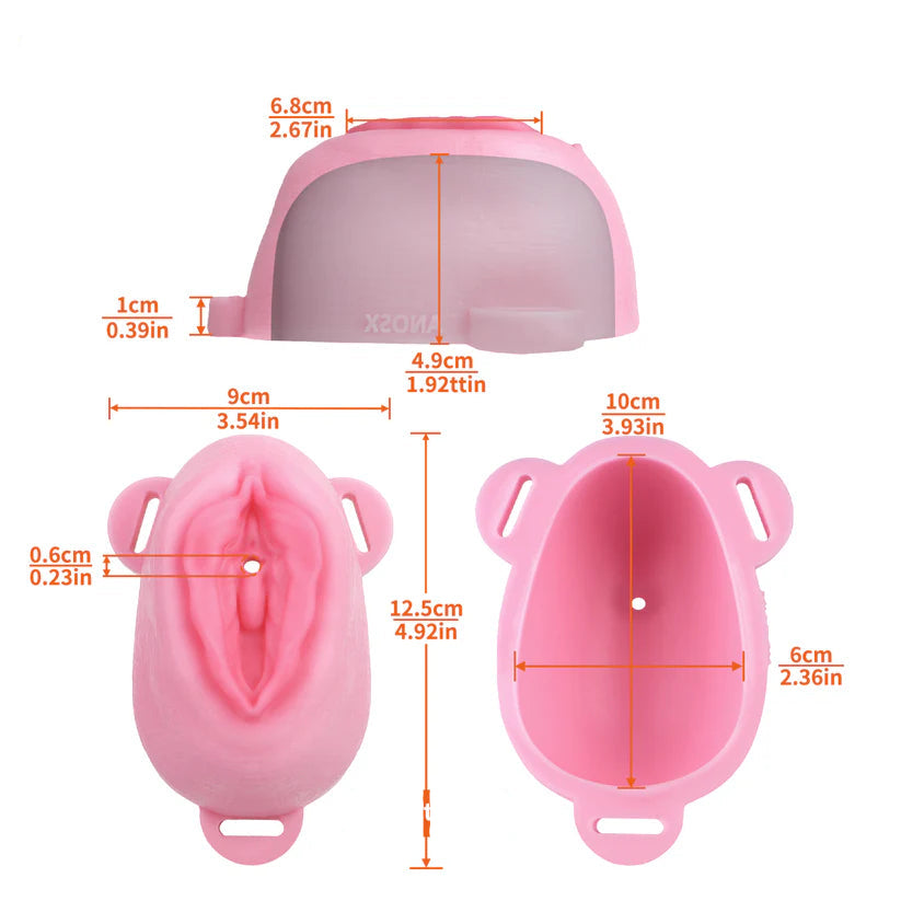 Ceinture de chasteté vagin grandes lèvres ouvertes en silicone souple