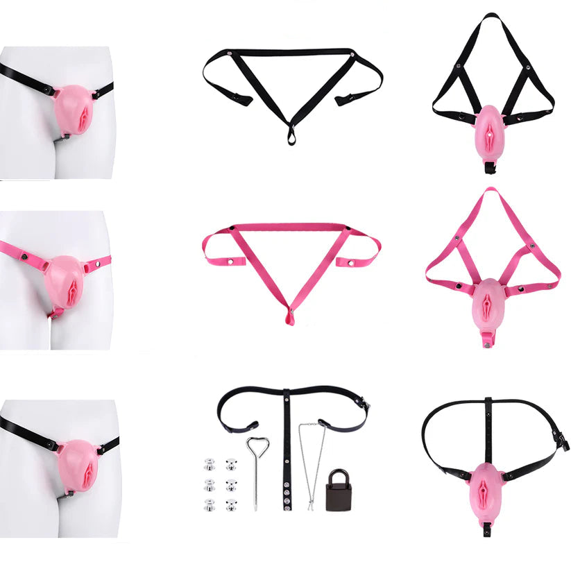Ceinture de chastete vagin petites levres en silicone souple 