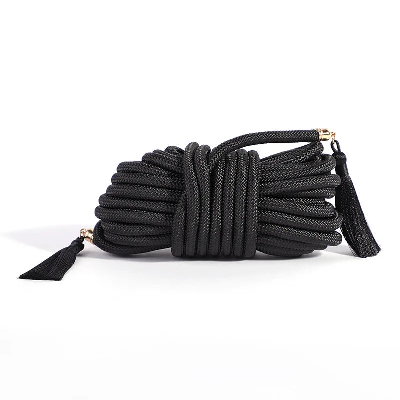 Corde Shibari Tressee avec Pompom noire