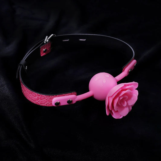 Gag Ball Fleur Rose en silicone 