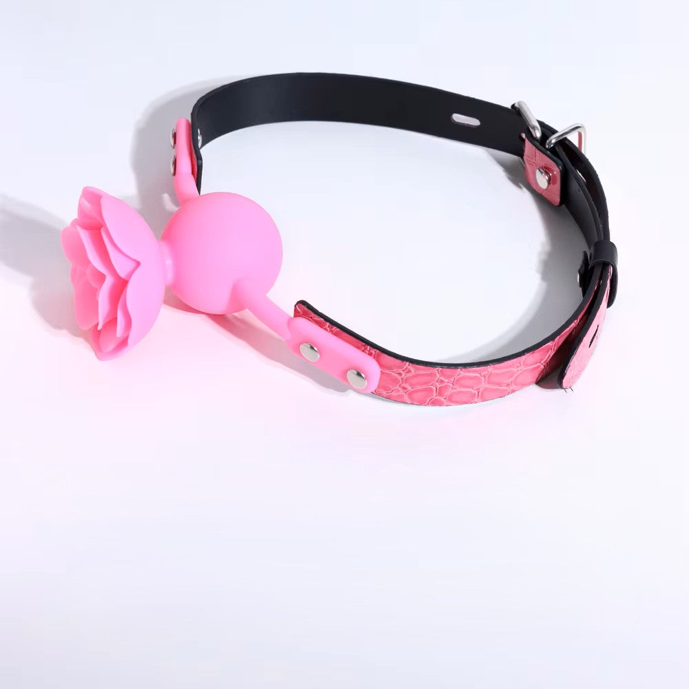 Gag Ball Fleur Rose en silicone 