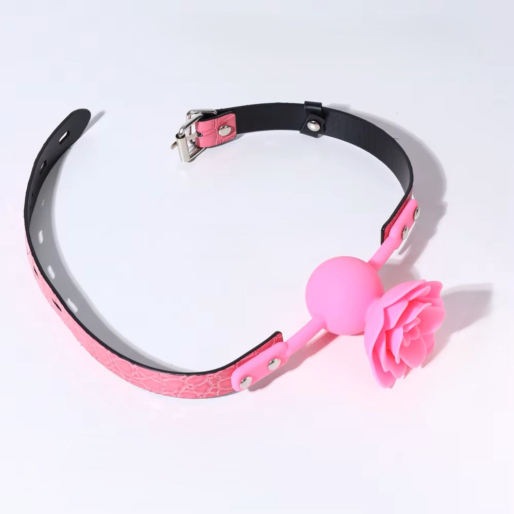 Gag Ball Fleur Rose en silicone 