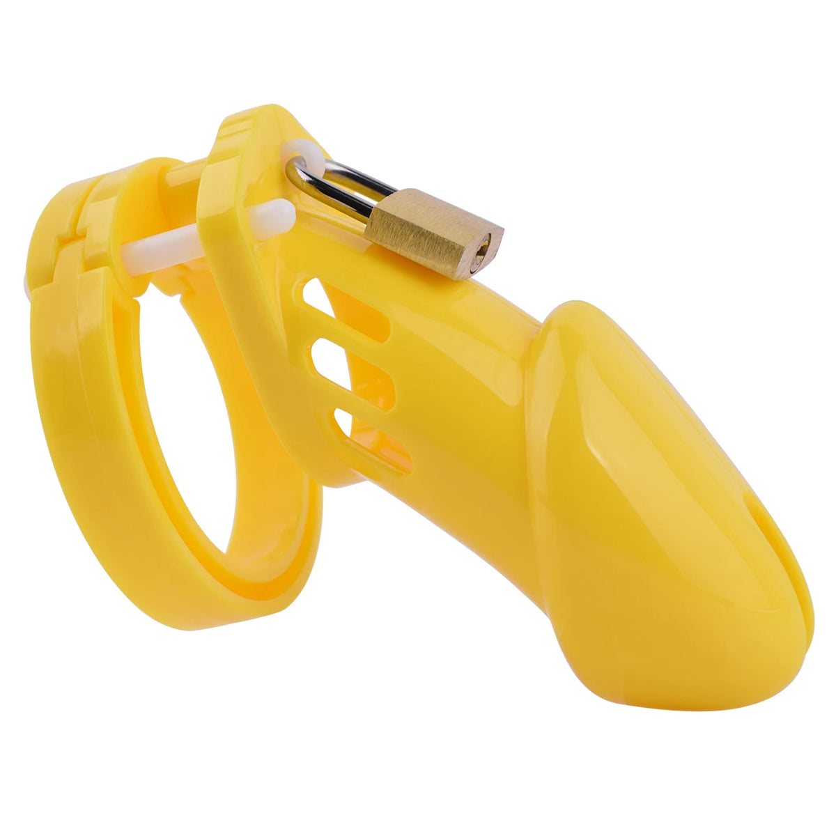Grande Cage de chasteté en plastique jaune