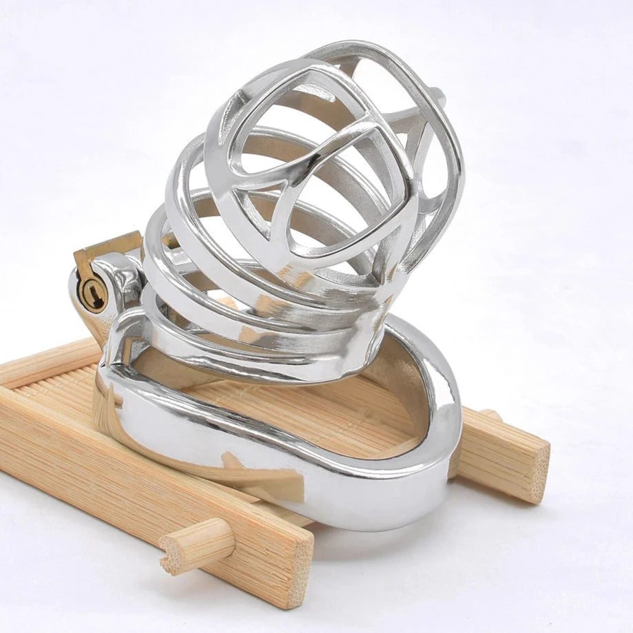 Grande cage de chastete en metal pour soumis