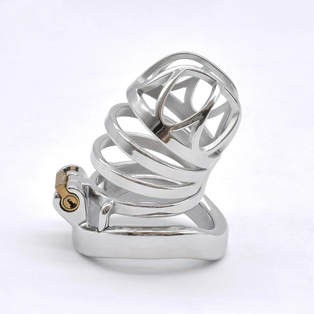 Grande cage de chastete en metal pour soumis
