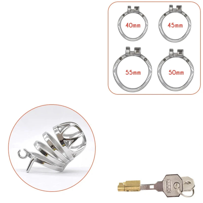 Grande cage de chastete en metal pour soumis