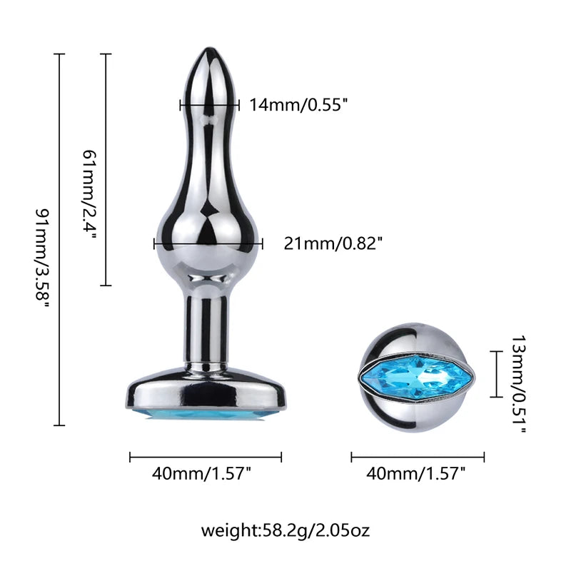 Plug Anal Allongé Multiforme Diamant Bleu