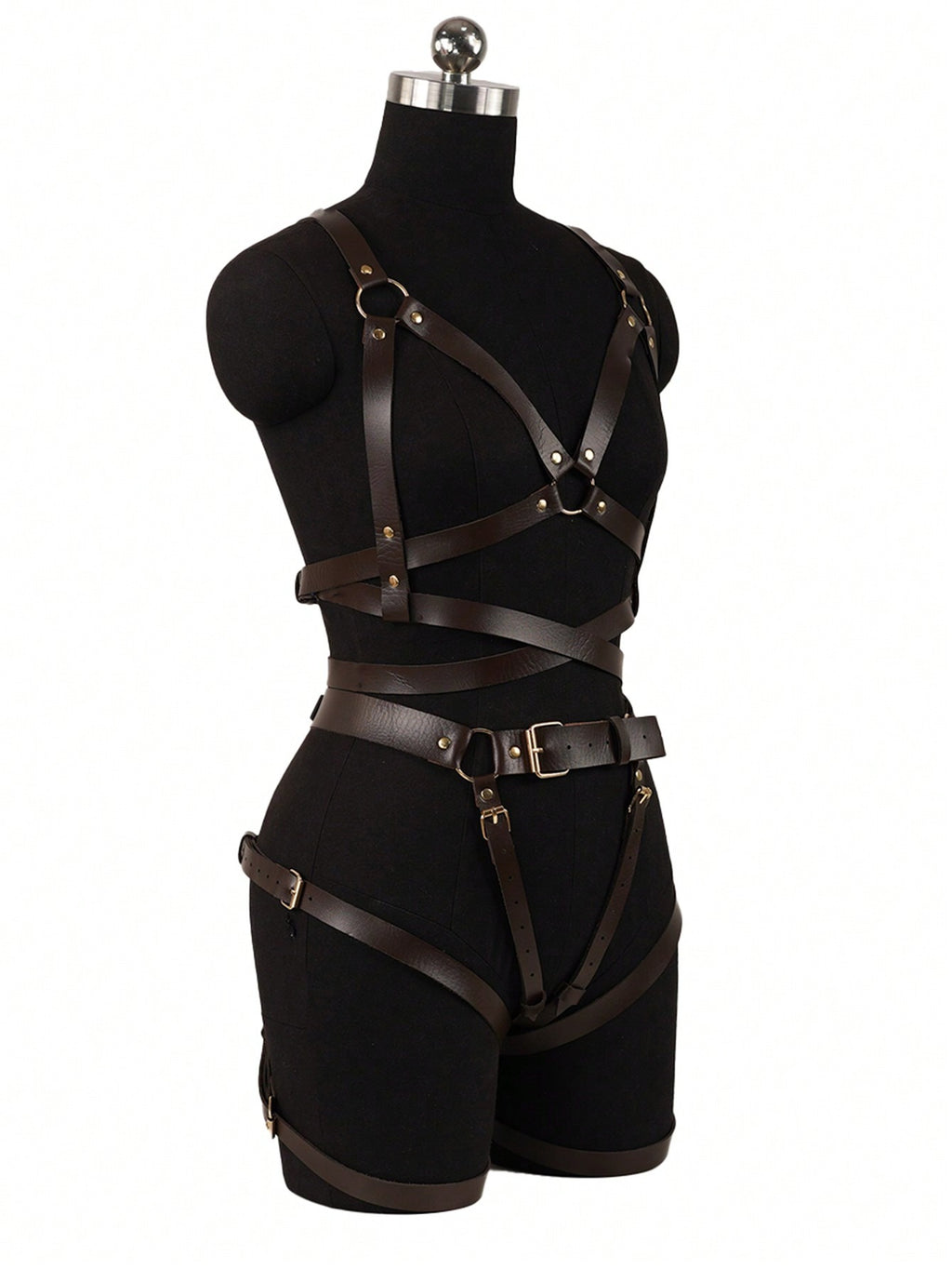 Harnais BDSM Marron Integral pour femme 