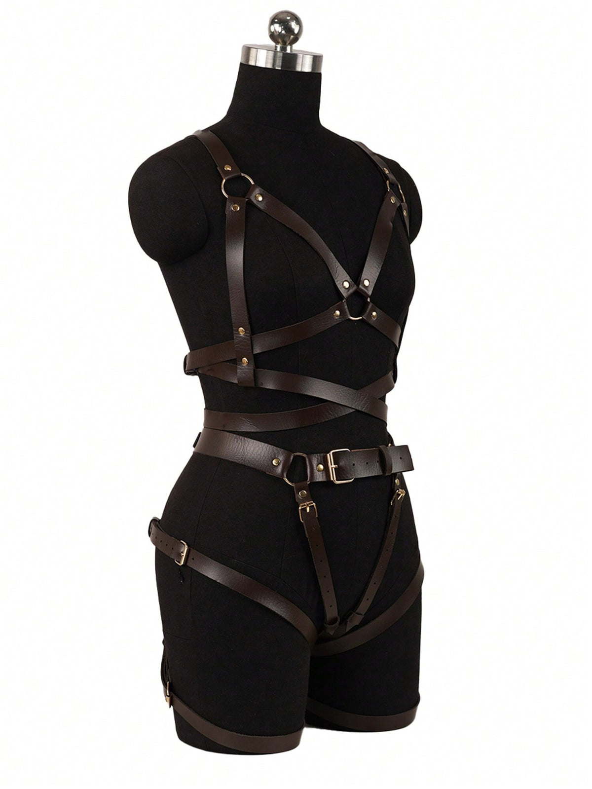 Harnais BDSM Marron Integral pour femme 