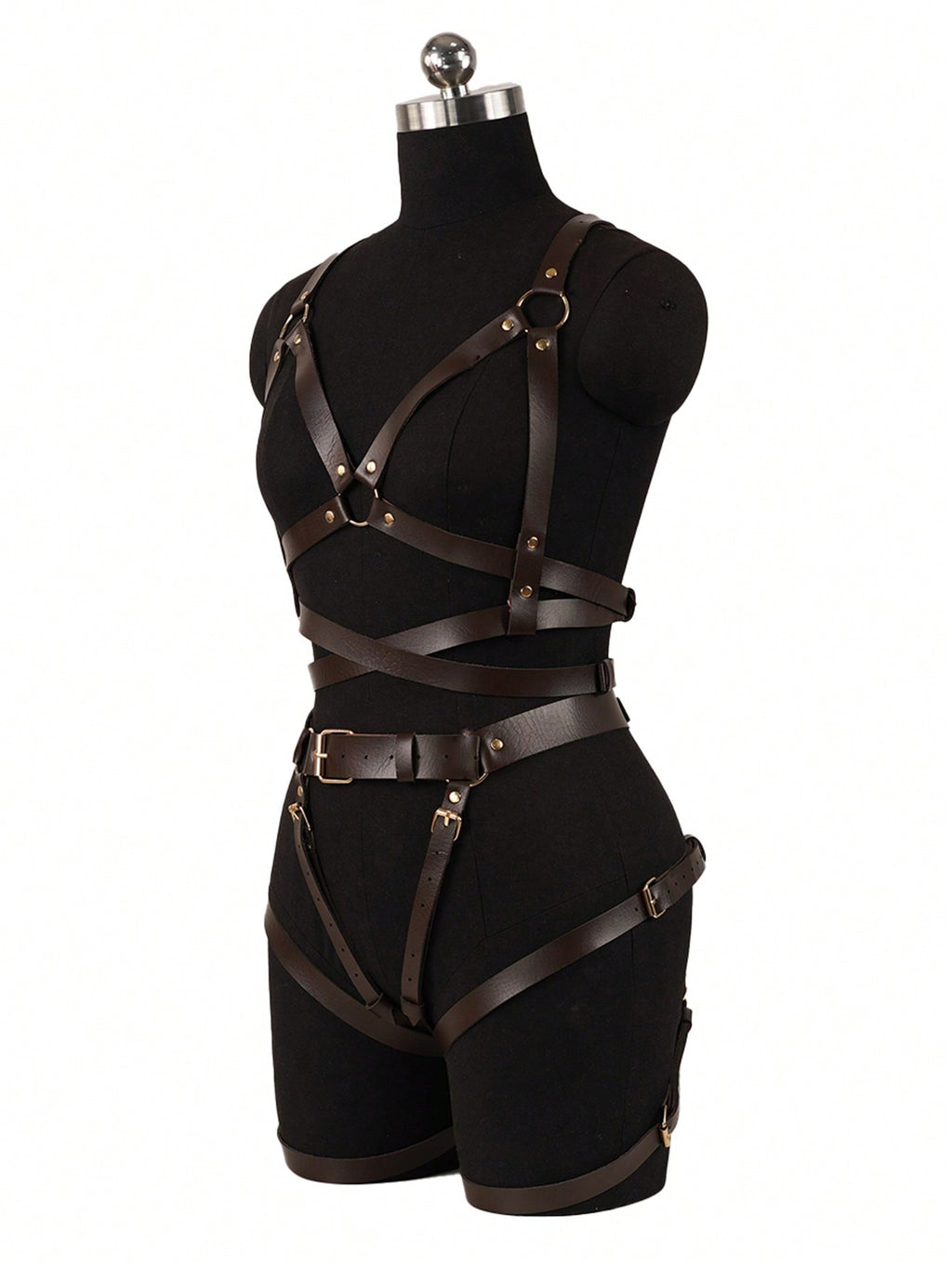 Harnais BDSM Marron Integral pour femme 