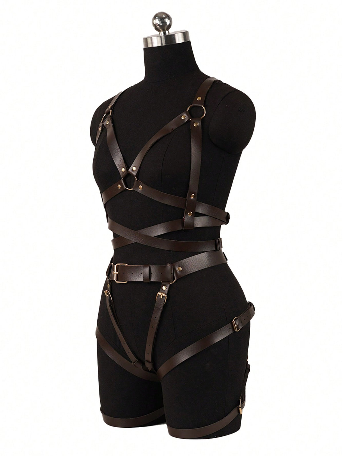 Harnais BDSM Marron Integral pour femme 