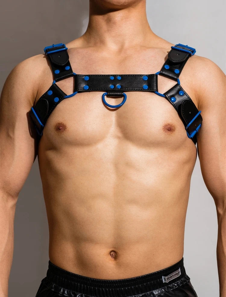 Harnais BDSM Noir et Bleu 