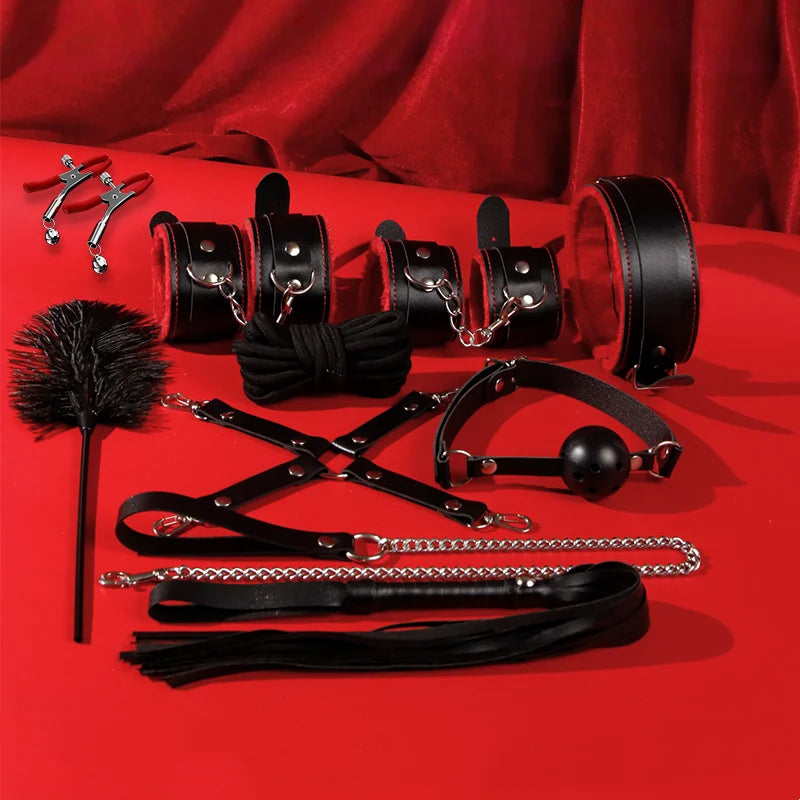 Kit BDSM Bondage Rouge et Noir 
