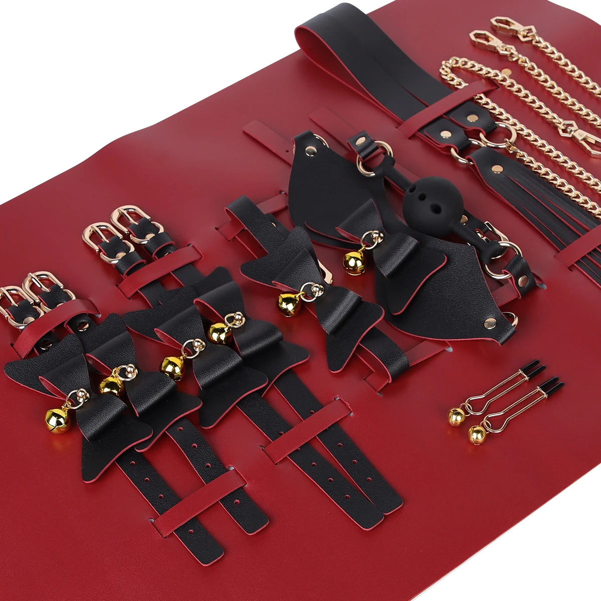 Kit BDSM à Clochettes noir rouge