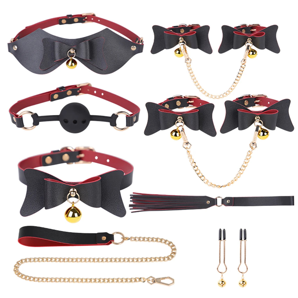Kit BDSM à Clochettes noir rouge 