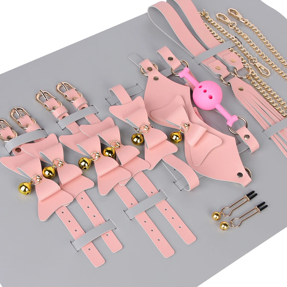 Kit BDSM à Clochettes rose gris