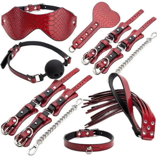 Kit BDSM Peau de Serpent Rouge 