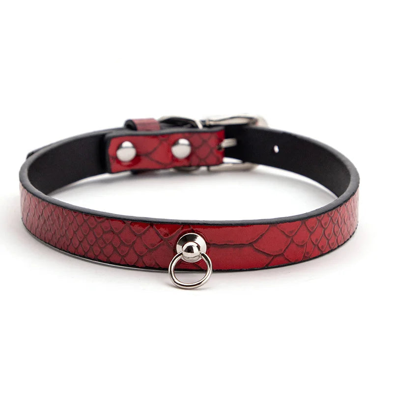 Kit BDSM Peau de Serpent Rouge collier